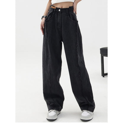 Large Loose Smoky Grey Jeans For Women